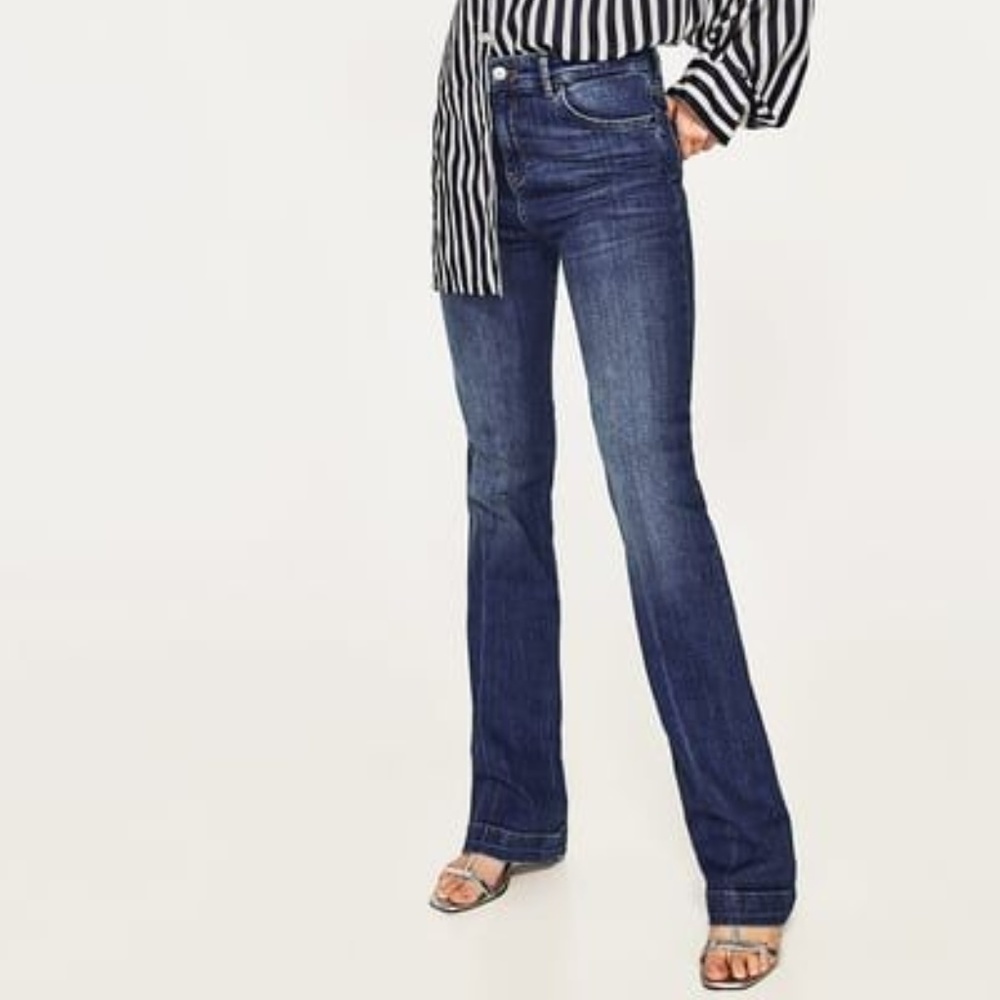 Zara High-Waist Bootcut Jeans in Samurai Blue 40 8